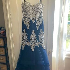 Strapless Navy Prom Dress
